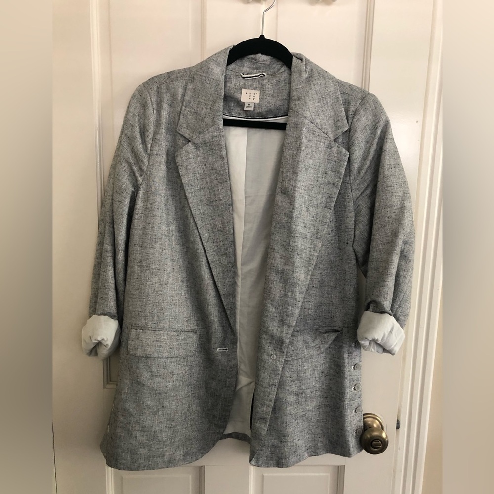 Gray/Silver Linen-like Blazer A New Day Sz M